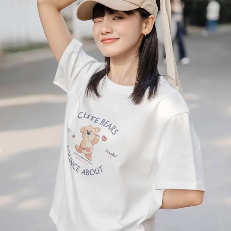 プリント T シャツ レディース 半袖 丸首 綿 100 コットン素材 カジュアル 夏服 ゆったり トレンド ファッション 2025 夏新作 大人可愛い 着心地良い 肌にやさしい 防汗速乾 通気性抜群 ペアコーデ カップルコーデ対応 デザイン豊富 多色展開 大人カジュアル