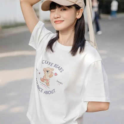 プリント T シャツ レディース 半袖 丸首 綿 100 コットン素材 カジュアル 夏服 ゆったり トレンド ファッション 2025 夏新作 大人可愛い 着心地良い 肌にやさしい 防汗速乾 通気性抜群 ペアコーデ カップルコーデ対応 デザイン豊富 多色展開 大人カジュアル