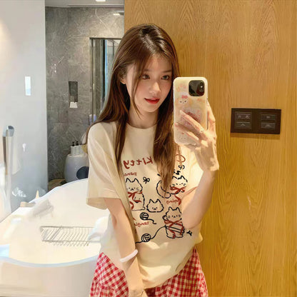 プリント T シャツ レディース 半袖 丸首 綿 100 コットン素材 カジュアル 夏服 ゆったり トレンドファッション 夏新作 大人可愛い 着心地良い 肌にやさしい 防汗速乾 通気性抜群 ペアコーデ カップルコーデ対応 デザイン豊富 大人カジュアル