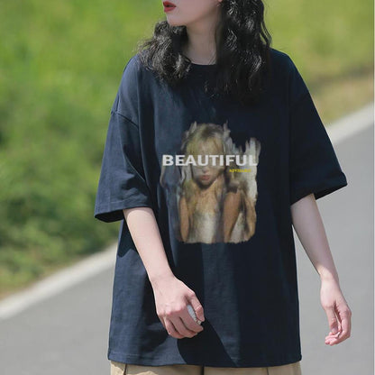 プリントTシャツ レディース 半袖 綿100 丸首 天然素材 ゆったり 夏服 カジュアル おしゃれ 2025年夏新作 トレンド 速乾 通気性抜群 着心地快適 肌触り優しい ペアコーデ あり デザイン豊富