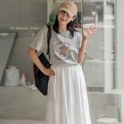 プリント T シャツ レディース 半袖 丸首 綿 100 コットン素材 カジュアル 夏服 ゆったり トレンド ファッション 2025 夏新作 大人可愛い 着心地良い 肌にやさしい 防汗速乾 通気性抜群 ペアコーデ カップルコーデ対応 デザイン豊富 多色展開 大人カジュアル